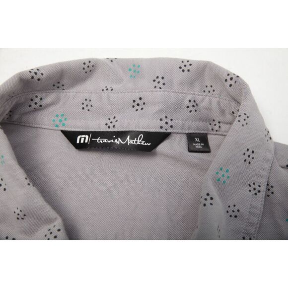 Travis Mathew Polo Shirt Mens Extra Large Gray Geometric Hawk Pointe Logo - Picture 6 of 10